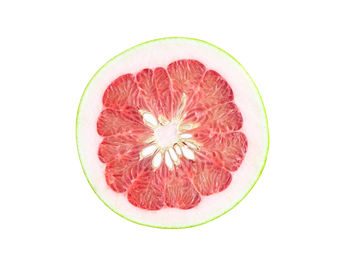 Close-up of strawberry against white background