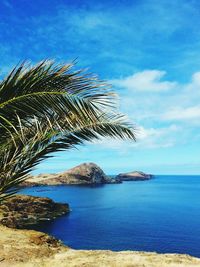 Scenic view of sea against cloudy sky