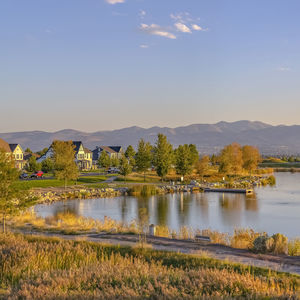 Scenic view of lake against sky