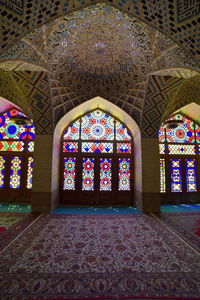 View of stained glass window in temple