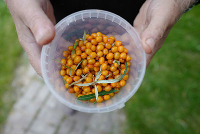 Close-up of man holding food