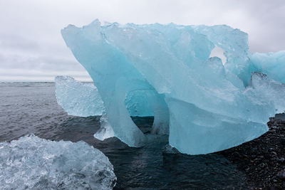 Scenic view of sea against sky during winter