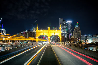 City lit up at night