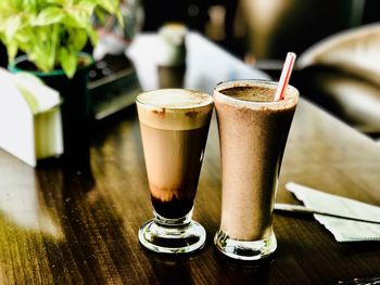 Close-up of drinks on table