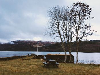 Scenic view of lake against sky