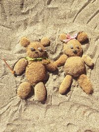 Close-up of text on sand