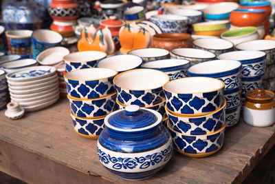 Close-up of containers on table