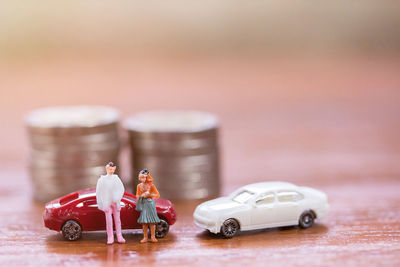 Close-up of toy car on table