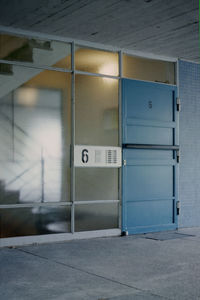 Closed door of building