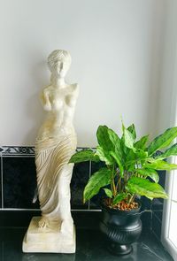 Close-up of statue on potted plant