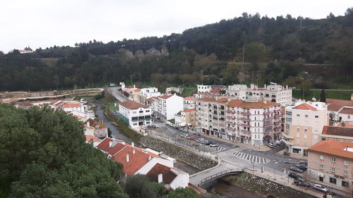 High angle view of townscape against sky