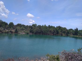 Scenic view of lake against sky