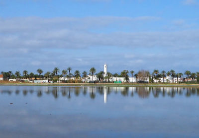 Scenic view of lake against sky