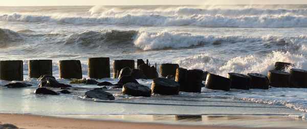 The atlantic ocean with heavy waves on labor day weekend thank to hurricane hermine.