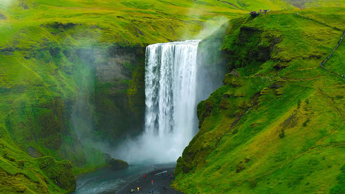 Scenic view of waterfall