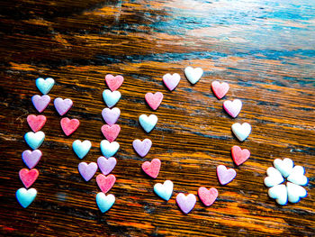 Close-up of heart shape on table