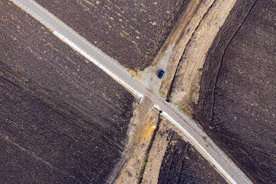 High angle view of cars on road