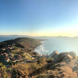 High angle view of sea against sky