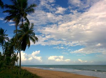 Scenic view of sea against sky at sunset