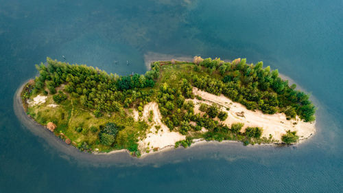 High angle view of island amidst sea