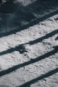 High angle view of snow covered field