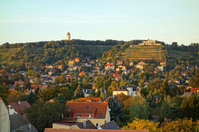 High angle view of cityscape against sky