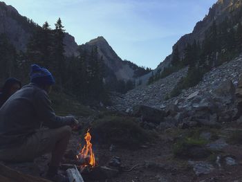 Scenic view of mountains against sky