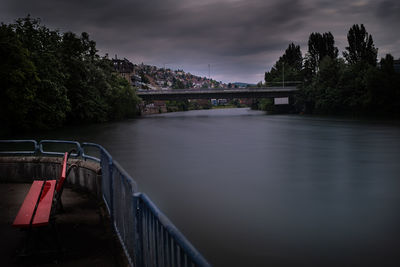 Bridge over river against sky