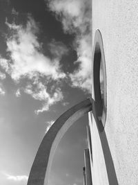 Low angle view of metallic structure against sky