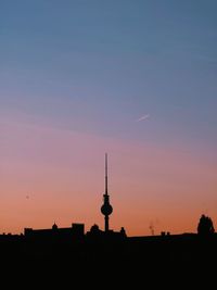 Silhouette buildings against sky during sunset