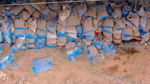 Stack of sack at construction site