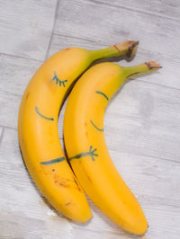 High angle view of bananas on table