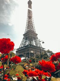 Low angle view of red tower