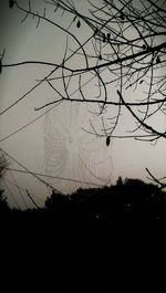 Silhouette of power lines at dusk