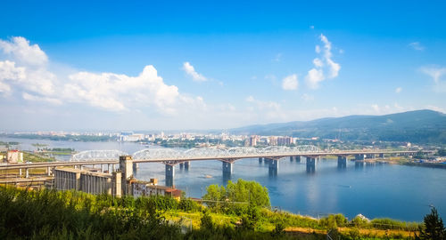 Russia. krasnoyarsk bridge over the yenisei river