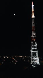 Communications tower at night