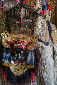 Close-up of mask on display