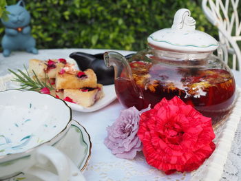 Close-up of dessert on table