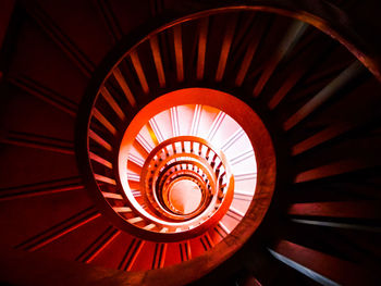 Directly below shot of spiral staircase in building