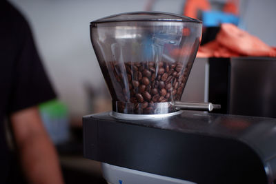 Coffee beans in the grinder