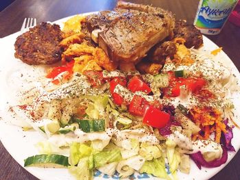 Close-up of food on table