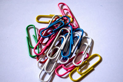 Close-up of multi colored pencils on table