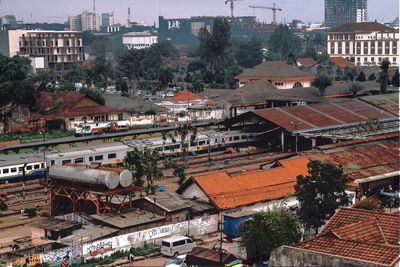 High angle view of residential district