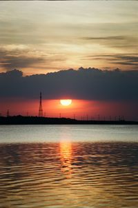 Scenic view of sea against sky at sunset