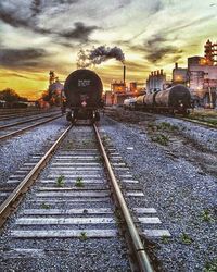 Railroad track at sunset