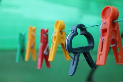 Close-up of clothes hanging