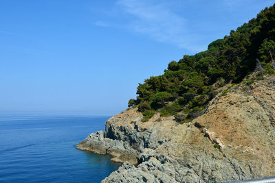 Coastline of ligurian sea in bonassola, la spezia, liguria, italy.