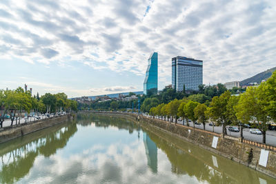 Bridge over river against sky