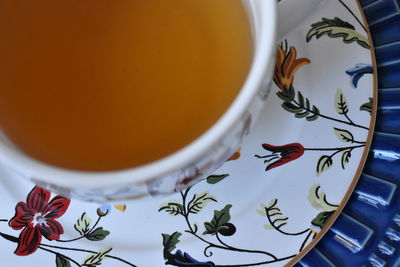 High angle view of tea on table