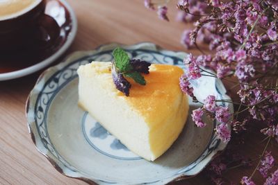 Close-up of dessert in plate on table